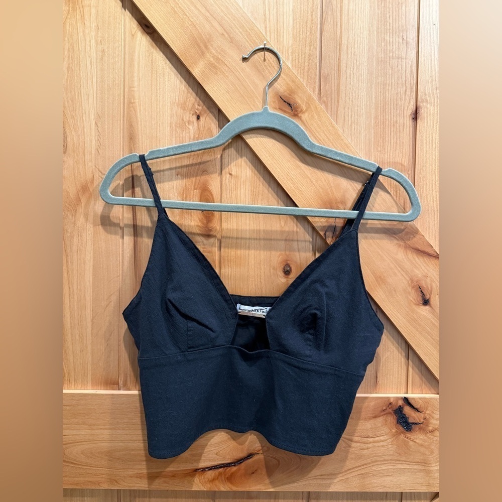 Abercrombie & Fitch Women’s Black Crop Top Silver Buckle Detail Bralette Size S